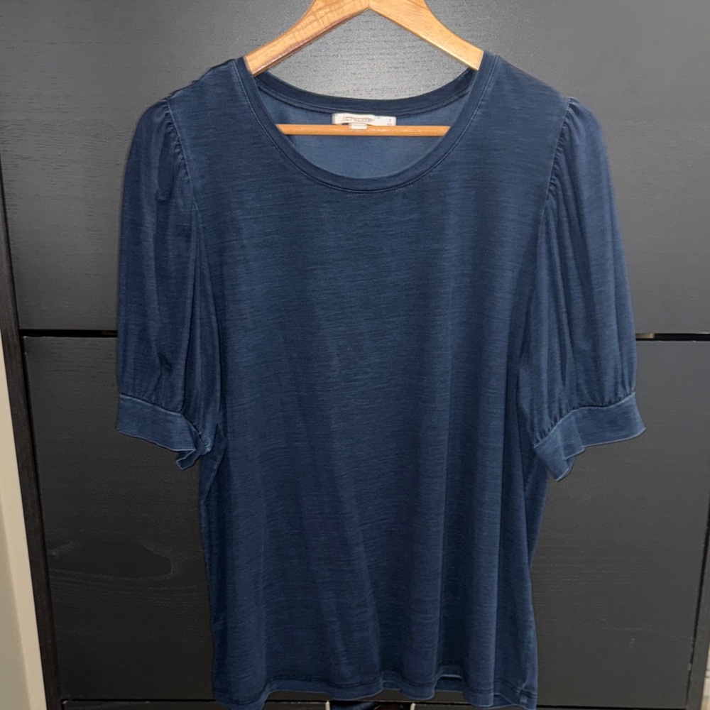 Chico's Deep Blue Short Sleeve Tee